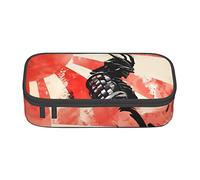 BAAROO Estuche de papelería duradero con estampado de guerrero japonés con compartimento con cremallera, estuche portátil de gran capacidad, color, 5.0cm*10.5cm*20.5cm, Estuche para lápices