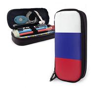 BAAROO Estuche de piel con diseño de bandera rusa de alta capacidad con cremallera, organizador de escritorio divertido para la escuela, medio y alto, color, 5.0cm*10.5cm*20.5cm, Estuche para lápices