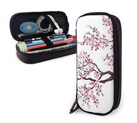 BAAROO Estuche de piel con diseño de flores de árbol Sakura floreciente cerezo primavera arte blanco gran capacidad estuche con cremallera caja organizador Dura, color, 5.0cm*10.5cm*20.5cm, Estuche