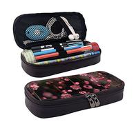 BAAROO Estuche de piel con estampado de flores de cerezo de una noche oscura, estuche para lápices para niñas y niños, adolescentes y mujeres, M, color, 5.0cm*10.5cm*20.5cm, Estuche para lápices
