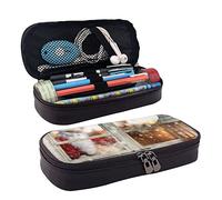 BAAROO Estuche de piel con estampado de flores de cerezo de una noche oscura, estuche para lápices para niñas y niños, adolescentes y mujeres, M, color, 5.0cm*10.5cm*20.5cm, Estuche para lápices