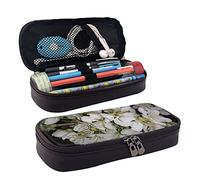 BAAROO Estuche de piel con estampado de flores de cerezo de una noche oscura, estuche para lápices para niñas y niños, adolescentes y mujeres, M, color, 5.0cm*10.5cm*20.5cm, Estuche para lápices