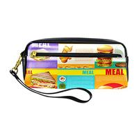 BAAROO Estuche de piel sintética para lápices, infografía, comida saludable y comida rápida, bolsa para bolígrafos de periódicos para la escuela, el trabajo y la oficina, color, 5.0cm*10.5cm*20.5cm,