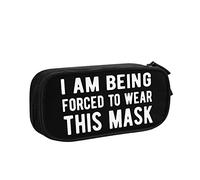 BAAROO Estuche grande con texto en inglés "I Am Being Forced to Wear This Mask Cosmetics Pouch Durable Student Stationery Case Large Capacity Ma, color, 5.0cm*10.5cm*20.5cm, Estuche para lápices