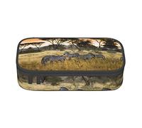 BAAROO Estuche grande de cebra de pastizales africanos, bolsa de maquillaje, multicapa, lindo estampado para mujeres y hombres, color, 5.0cm*10.5cm*20.5cm, Estuche para lápices
