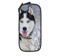 BAAROO Estuche grande para lápices, diseño de husky siberiano en la nieve, bolsa de cosméticos portátil, bolsa de maquillaje personalizada, para niños, niña, color, 5.0cm*10.5cm*20.5cm, Estuche para