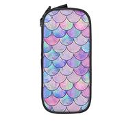 BAAROO Estuche grande para lápices Mer-Maid con estampado de escamas de pescado, bolsa de maquillaje con cremallera, caja organizadora de artículos de papelería, bolsa de cosméticos personalizada,