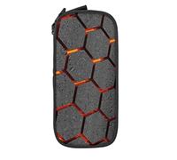 BAAROO Estuche hexagonal con luz fría, color naranja, rojo y negro, minimalista, portátil, duradero, con cremallera, para la escuela y la oficina, color, 5.0cm*10.5cm*20.5cm, Estuche para lápices