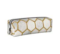 BAAROO Estuche hexagonal geométrico gris con estampado de mármol gris con cremallera, bolsa portátil duradera para bolígrafos, bolsa de almacenamiento de oficina, soporte de artículos de tocador de