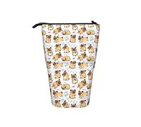 BAAROO Estuche para lápices, bonito y divertido pug cachorros, bolsa de cosméticos de gran capacidad, bolsa telescópica con cremallera, organizador de papelería, color, 5.0cm*10.5cm*20.5cm, Estuche