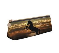 BAAROO Estuche para lápices con diseño de caballo bajo el atardecer, bolsa de maquillaje de piel para niñas y niños, escuela y oficina, color, 5.0cm*10.5cm*20.5cm, Estuche para lápices