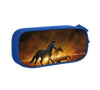 BAAROO Estuche para lápices con diseño de caballos negros, gran capacidad, 3 compartimentos, lona, color, 5.0cm*10.5cm*20.5cm, Estuche para lápices