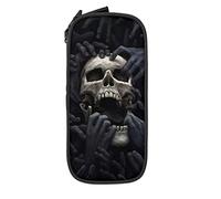 BAAROO Estuche para lápices con diseño de calavera oscura, minimalista, portátil, duradero, con cremallera, para la escuela O, color, 5.0cm*10.5cm*20.5cm, Estuche para lápices
