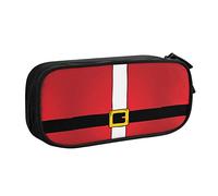 BAAROO Estuche para lápices con diseño de cinturón de Papá Noel, compartimento para bolígrafos, multifuncional, bolsa de maquillaje, organizador de papelería con cremallera para oficina y viajes,