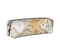 BAAROO Estuche para lápices con diseño de estrella de mar, conchas marinas, con cremallera, de cuero, para mujeres y hombres, color, 5.0cm*10.5cm*20.5cm, Estuche para lápices