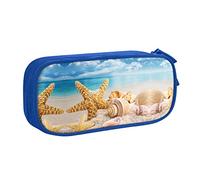 BAAROO Estuche para lápices con diseño de estrella de mar, conchas marinas y océanos, gran capacidad, 3 compartimentos, lona, color, 5.0cm*10.5cm*20.5cm, Estuche para lápices