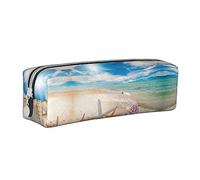 BAAROO Estuche para lápices con diseño de estrella de mar de playa, bolsa de maquillaje con cremallera de piel para mujeres y hombres, color, 5.0cm*10.5cm*20.5cm, Estuche para lápices
