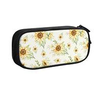 BAAROO Estuche para lápices con diseño de girasoles amarillos de acuarela, caja multifuncional para maquillaje, organizador de papelería con cremallera para oficina y viajes, #515, 21x10.5x5cm