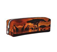 BAAROO Estuche para lápices con diseño de jirafa bajo el árbol en África, bolsa de maquillaje con cremallera de piel para mujeres y hombres, color, 5.0cm*10.5cm*20.5cm, Estuche para lápices