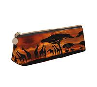 BAAROO Estuche para lápices con diseño de jirafa bajo el árbol en África, bolsa de maquillaje de piel estampada para niñas y niños, escuela, oficina, color, 5.0cm*10.5cm*20.5cm, Estuche para lápices