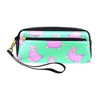 BAAROO Estuche para lápices con diseño de llama sobre lunares rosados, bolsa para bolígrafos, bolsa de papelería de piel sintética con cremallera para niños y niñas, escuela y oficina, color, 5.0cm*10.5cm*20.5cm, Estuche para lápices