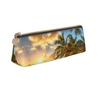 BAAROO Estuche para lápices con diseño de palmera hawaiana y atardecer, de piel impresa, para niñas y niños, color, 5.0cm*10.5cm*20.5cm, Estuche para lápices