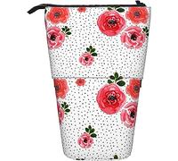 BAAROO Estuche para lápices con diseño de rosas Shibori con lunares negros, bolsa telescópica de gran capacidad, organizador de papelería, caja duradera T, color, 5.0cm*10.5cm*20.5cm, Estuche para
