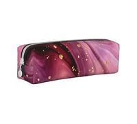 BAAROO Estuche para lápices con estampado abstracto de mármol rosa dorado líquido con cremallera, bolsa de almacenamiento portátil duradera para oficina, soporte de artículos de tocador de viaje para
