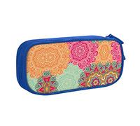 BAAROO Estuche para lápices con estampado de flores coloridas con mandala, estuche grande de gran capacidad, 3 compartimentos, estuche de lona, color, 5.0cm*10.5cm*20.5cm, Estuche para lápices