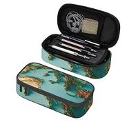 BAAROO Estuche para lápices con estampado de mapa del mar Mediterráneo, bolsa de lápices portátil para adultos y oficina, 8.3 pulgadas de largo x 3.9 pulgadas de ancho x 2 pulgadas de alto, #944,