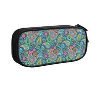 BAAROO Estuche para lápices con patrón floral abstracto, compartimentos para bolígrafos, caja multifuncional para maquillaje, organizador de papelería de almacenamiento grande con cremallera para