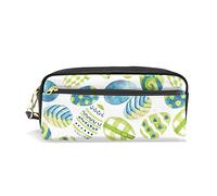 BAAROO Estuche para lápices de alta capacidad con diseño de huevos azules y verdes, estuche organizador de cuero, bolsa de papelería portátil con asa y anillo de fácil agarre, #858, 21x9.5x5cm