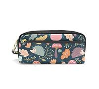 BAAROO Estuche para lápices de alta capacidad con diseño de zorro otoñal y erizo, estuche organizador de cuero, bolsa de papelería portátil con asa y anillo de fácil agarre, #985, 21x9.5x5cm