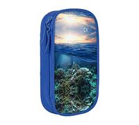 BAAROO Estuche para lápices de alta capacidad con estampado de tortuga marina flotando hacia arriba y sobre coral, estuche organizador duradero, color, 5.0cm*10.5cm*20.5cm, Estuche para lápices