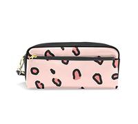 BAAROO Estuche para lápices de alta capacidad con patrón de leopardo marrón, estuche organizador de cuero, bolsa de papelería portátil con asa y anillo de fácil agarre, #673, 21x10.5x5cm