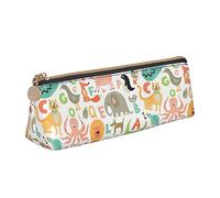 BAAROO Estuche para lápices de animales del alfabeto con cremallera, duradero, portátil, bolsa de almacenamiento de oficina, soporte de artículos de tocador de viaje para mujeres y hombres, #587