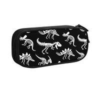 BAAROO Estuche para lápices de dinosaurios, esqueletos, fósiles, compartimentos, estuche para bolígrafos, multifuncional, bolsa de maquillaje, organizador de papelería con cremallera para oficina y