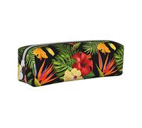 BAAROO Estuche para lápices de flores tropicales de acuarela con cremallera, duradero, portátil, bolsa de almacenamiento de oficina, soporte de artículos de tocador de viaje para mujeres y hombres,