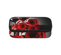 BAAROO Estuche para lápices de gran capacidad con diseño romántico de rosas rojas y vino, bolsa de papelería de oficina, bolsa de cosméticos con compa, color, 5.0cm*10.5cm*20.5cm, Estuche para lápices