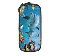 BAAROO Estuche para lápices de gran capacidad, diseño de delfín oceánico mirándote a ti, estuche organizador de papelería portátil, gran capacidad, color, 5.0cm*10.5cm*20.5cm, Estuche para lápices