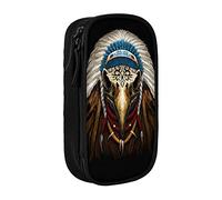 BAAROO Estuche para lápices de gran capacidad para bolígrafos, organizador con cremallera para oficina, universidad, oficina, universidad, águila, calavera tribal jefe F, color, 5.0cm*10.5cm*20.5cm, Estuche para lápices