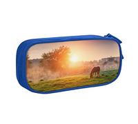BAAROO Estuche para lápices de lona con diseño de caballo al atardecer, gran capacidad, 3 compartimentos, estuche de lona, color, 5.0cm*10.5cm*20.5cm, Estuche para lápices
