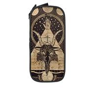 BAAROO Estuche para lápices de madera con diseño de oveja demonio, satanás, luna, estrella, pirámide, minimalista, portátil, duradero, con cremallera, para la escuela, color, 5.0cm*10.5cm*20.5cm, Estuche para lápices