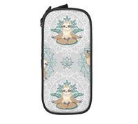 BAAROO Estuche para lápices de mandalas de yoga de oso perezoso de gran capacidad, duradero, bolsa de almacenamiento para bolígrafos con cremallera, caja estacionar, color, 5.0cm*10.5cm*20.5cm,