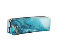 BAAROO Estuche para lápices de mármol verde azulado con cremallera, duradero, portátil, bolsa de almacenamiento de oficina, soporte de artículos de tocador de viaje para mujeres y hombres, #698