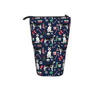 BAAROO Estuche para lápices de Navidad con diseño de perro husky siberiano azul, bolsa telescópica de gran capacidad, bolsa portátil para lápices, color, 5.0cm*10.5cm*20.5cm, Estuche para lápices