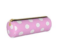 BAAROO Estuche para lápices de piel con estampado de lunares rosados, bolsa de papelería portátil, estuche organizador de papelería, unisex, color, 5.0cm*10.5cm*20.5cm, Estuche para lápices