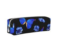 BAAROO Estuche para lápices floral de aciano y mariposa con cremallera, duradero, portátil, bolsa de almacenamiento de oficina, soporte de artículos de tocador de viaje para mujeres y hombres, #525