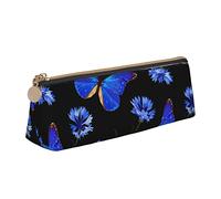 BAAROO Estuche para lápices floral de aciano y mariposa con cremallera, duradero, portátil, bolsa de almacenamiento de oficina, soporte de artículos de tocador de viaje para mujeres y hombres, #694