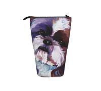BAAROO Estuche para lápices Shih Tzu Dog Art Cute Purple Telescópico Estuche para lápices de gran capacidad Papelería Bolsa telescópica Soporte duradero, color, 5.0cm*10.5cm*20.5cm, Estuche para